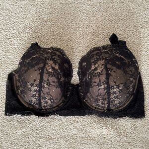 Victoria’s Secret Dream Angels demi in black all over lace with nude underlay